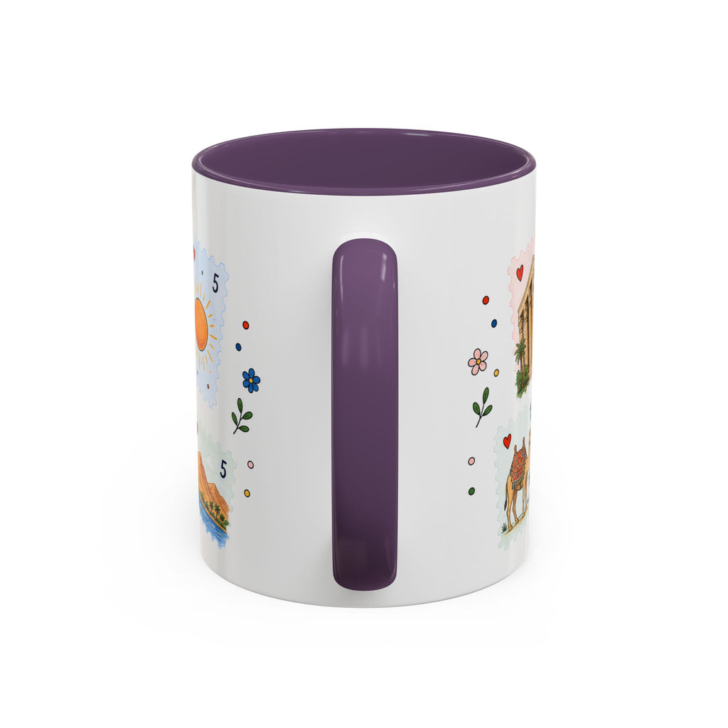 Luxor Coffee Mug | Postage Stamp Collage Mug | Travel Souvenir Accent Cup 11oz 15oz