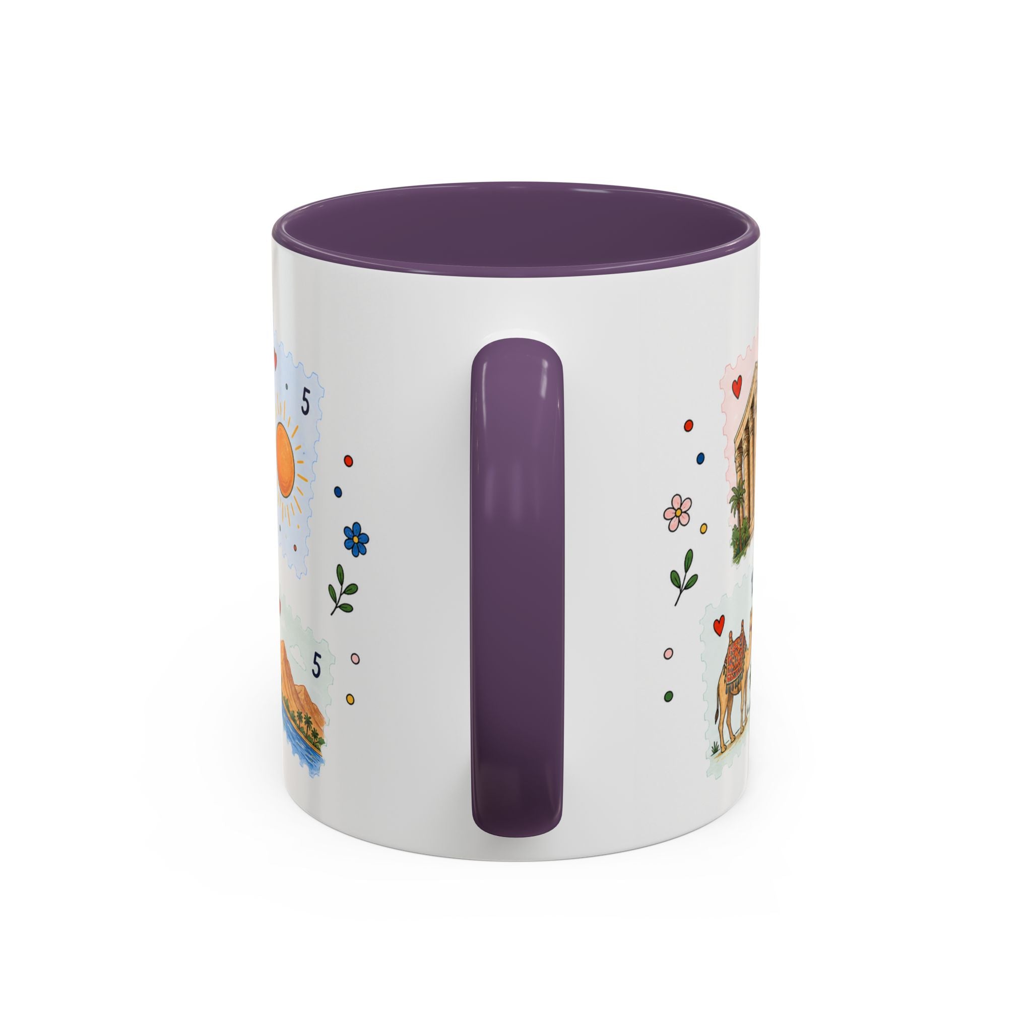 Luxor Coffee Mug | Postage Stamp Collage Mug | Travel Souvenir Accent Cup 11oz 15oz