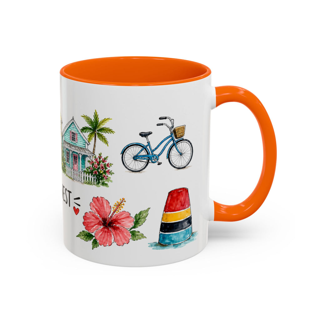 Key West Illustrated Travel Mug | City Souvenir Accent Coffee Mug | 11oz 15oz Ceramic Cup