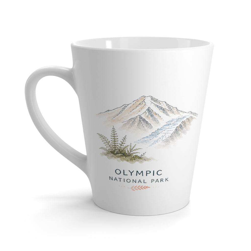 Olympic National Park Latte Mug | Pastel Watercolor Nature Coffee Cup | 12 oz Travel Souvenir Gift