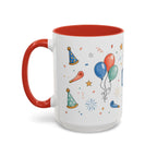 New Year Party Mug | Balloon Popper Watercolor Celebration Gift | Accent Cup 11oz 15oz