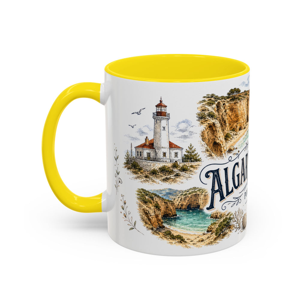 Algarve Coast Mug, Portugal Travel Souvenir, Bucket List Gift, Accent Ceramic Coffee Mug 11oz 15oz
