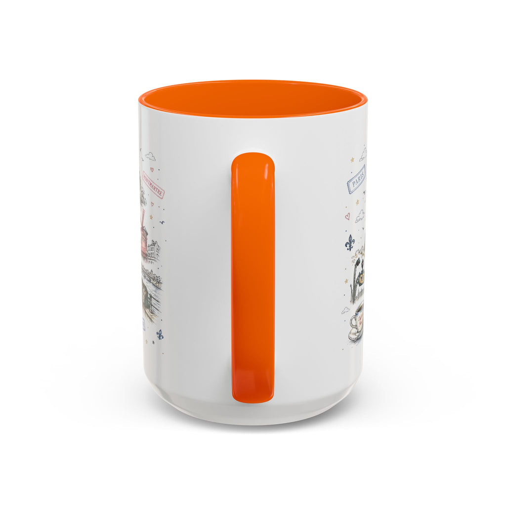 Paris Coffee Mug | France Souvenir Travel Gift | Accent Color Ceramic 11oz 15oz