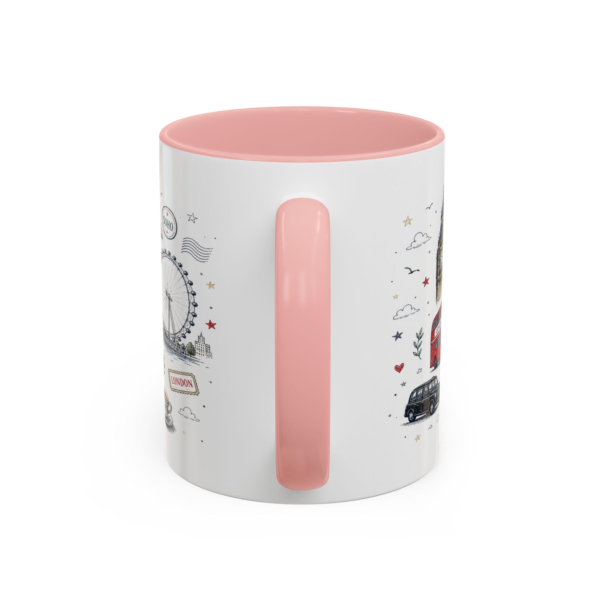 London Coffee Mug | England Souvenir Travel Gift | Accent Color Ceramic 11oz 15oz