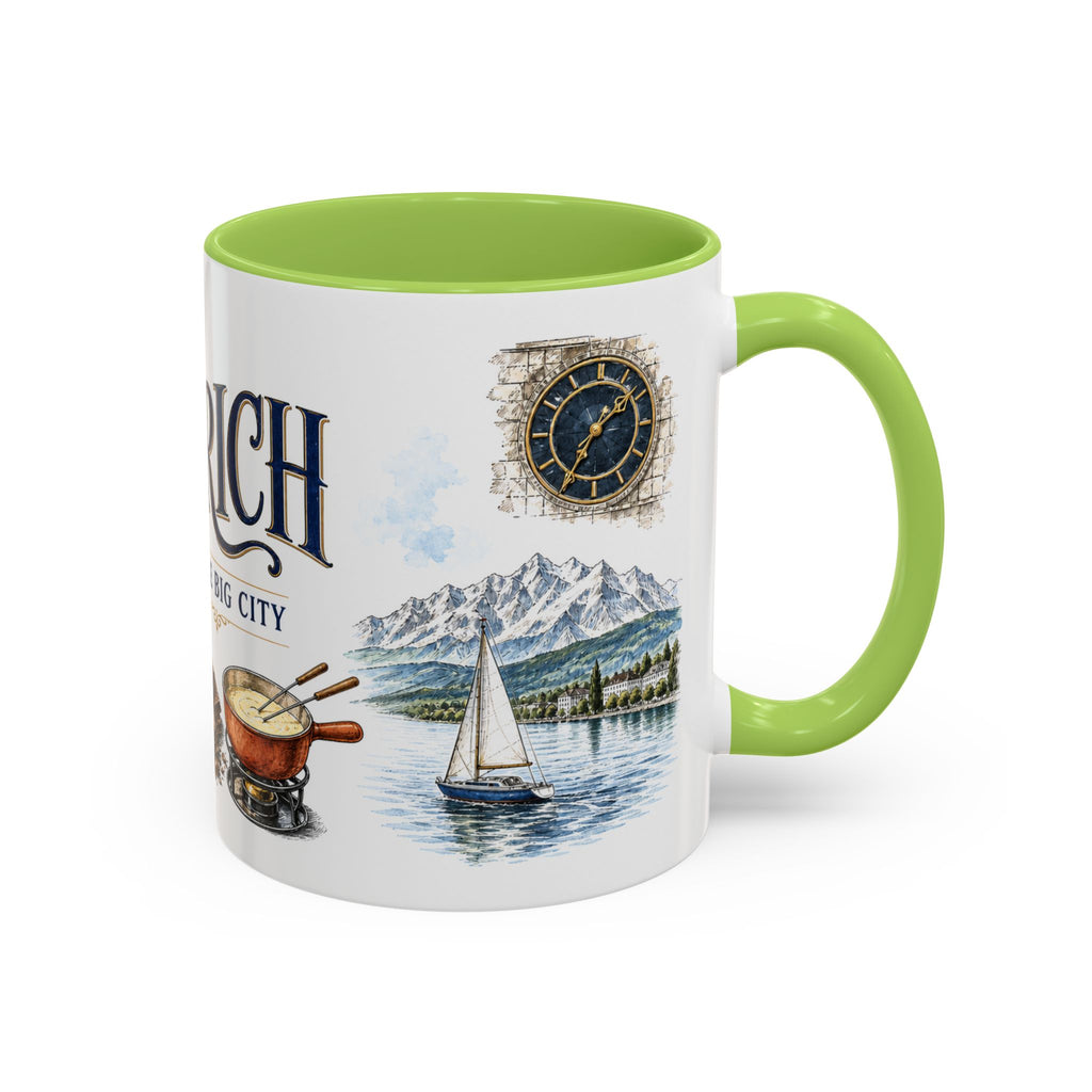 Zurich Coffee Mug | Switzerland Travel Souvenir | Vintage Illustrated City Gift | 11 oz 15 oz Accent Mug