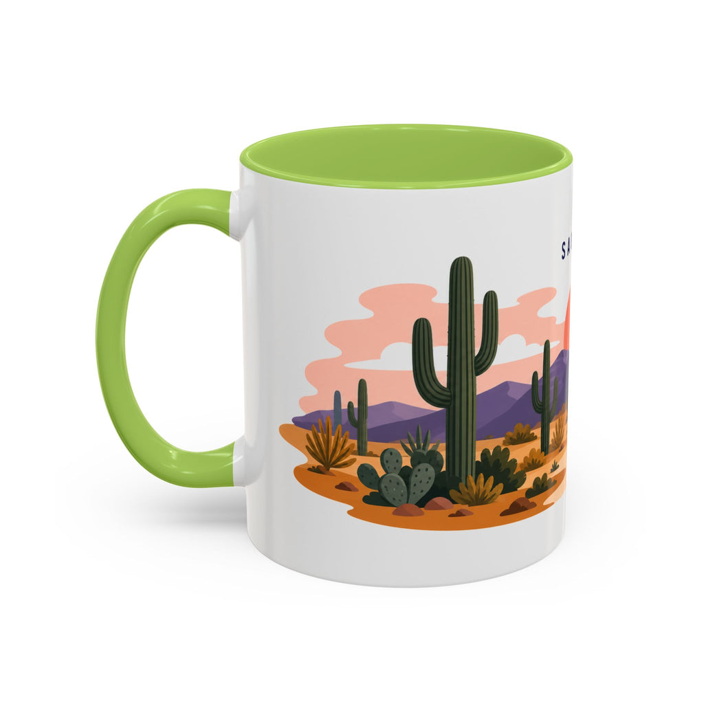 Saguaro National Park Coffee Mug | Solid Color Block Park Souvenir | 11oz 15oz Accent Mug