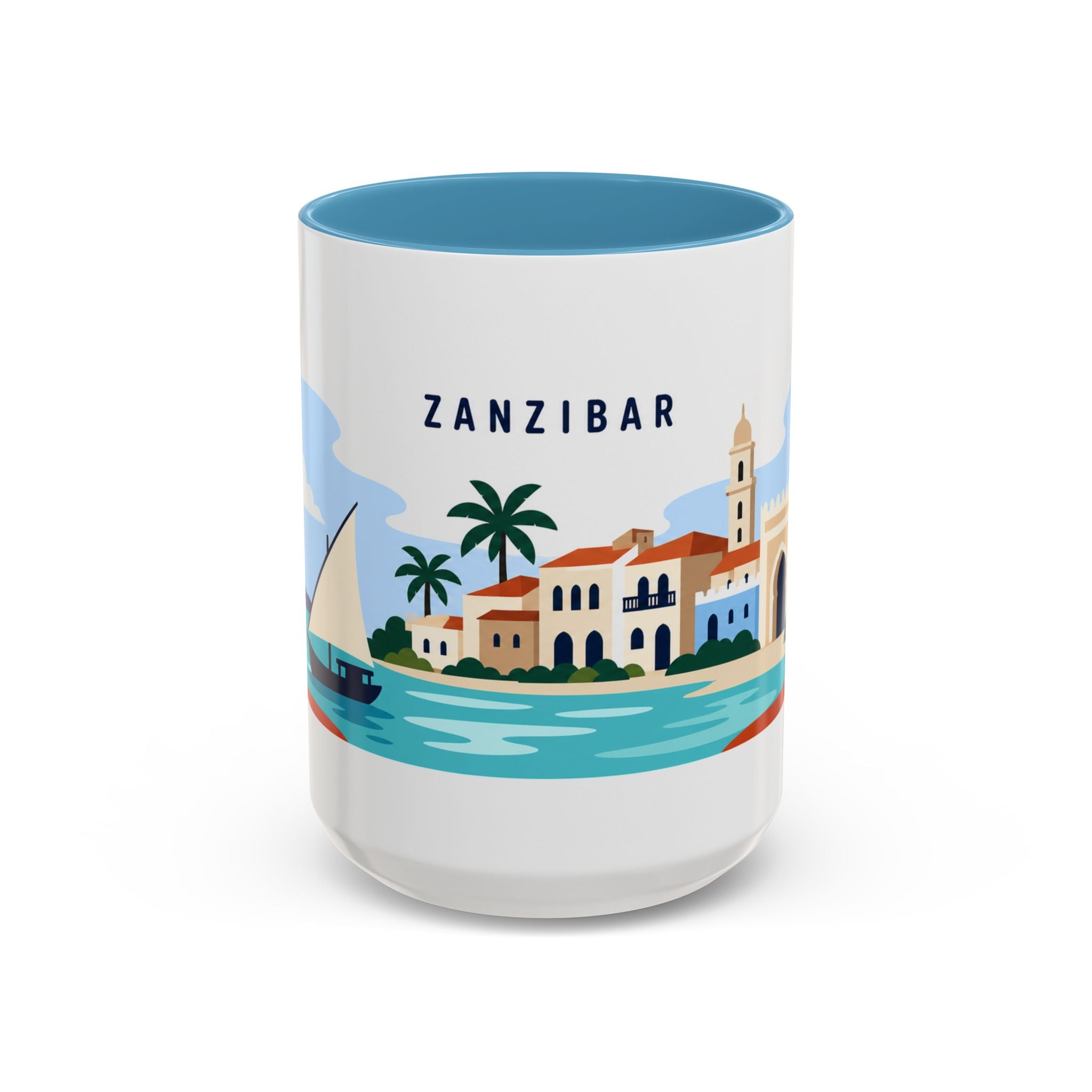 Zanzibar Coffee Mug | Travel Destination Souvenir Gift | Accent Color Ceramic 11oz 15oz