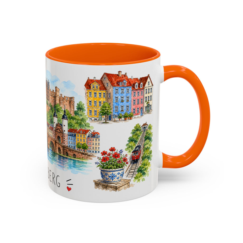 Heidelberg Illustrated Travel Mug | City Souvenir Accent Coffee Mug | 11oz 15oz Ceramic Cup