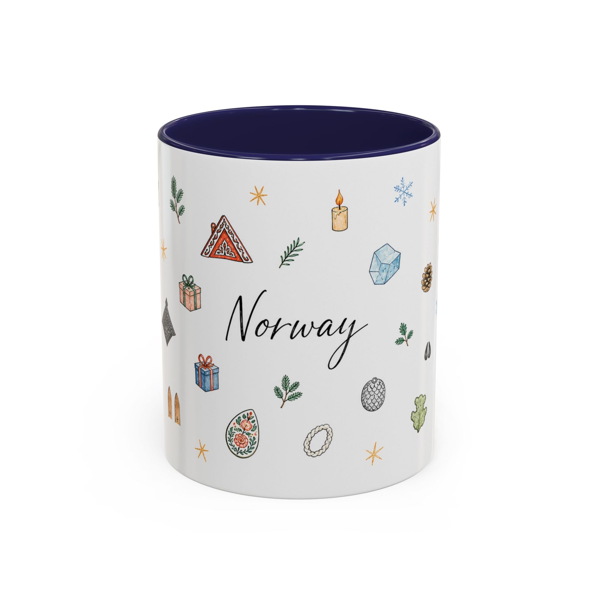 Norway Christmas Mug | Watercolor Travel Souvenir | Holiday Gift | Accent Ceramic Coffee Cup 11oz 15oz