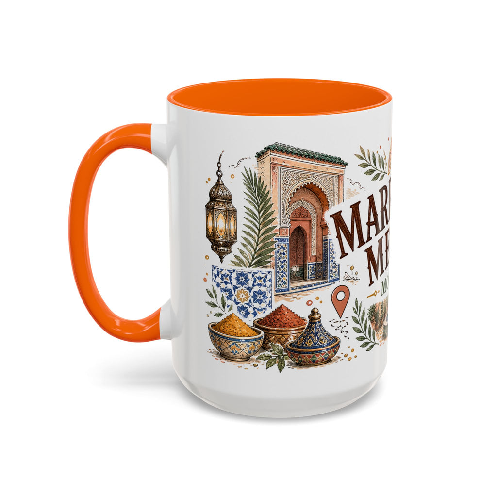 Marrakech Medina Coffee Mug | Travel Destination Souvenir Gift | Accent Color Ceramic 11oz 15oz