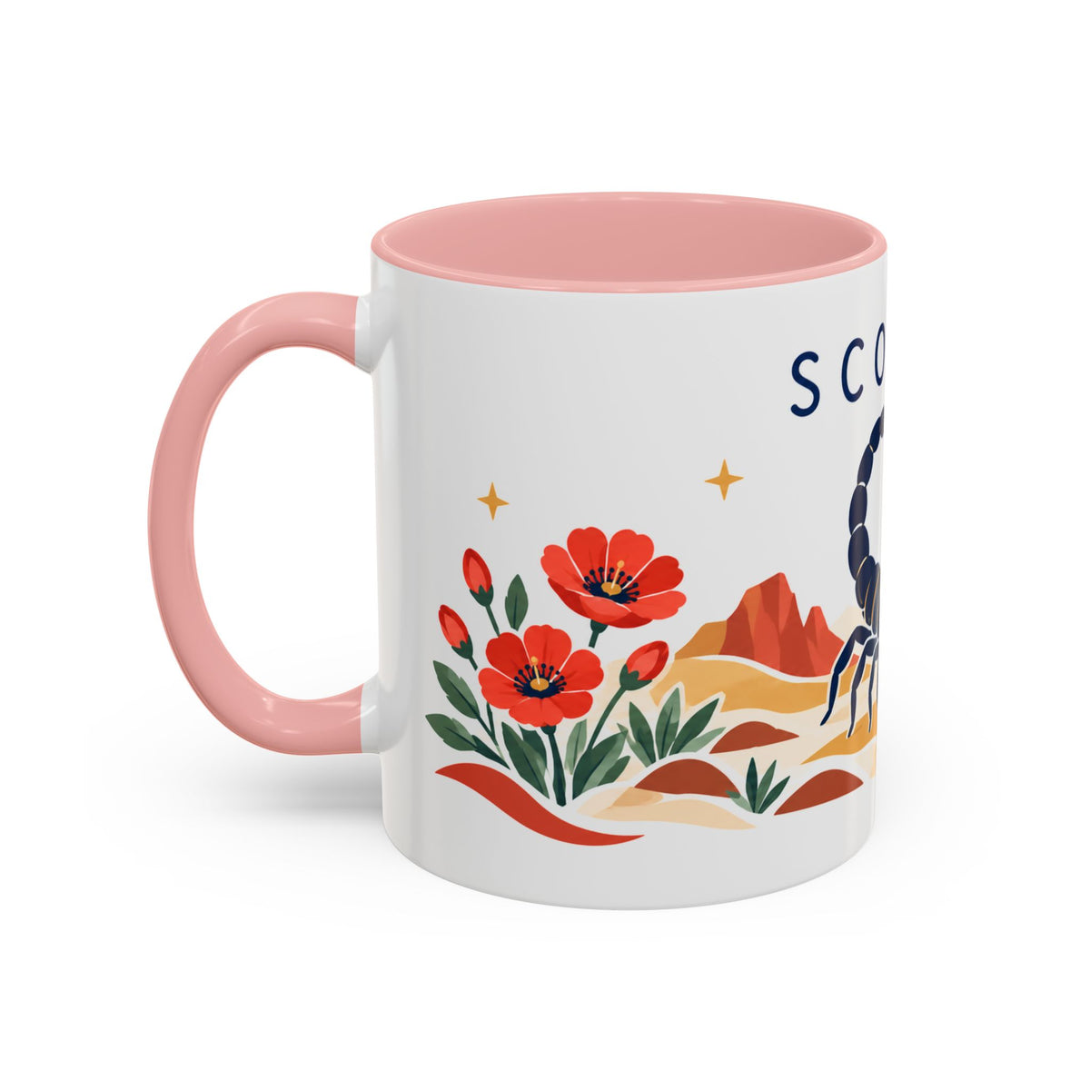 Scorpio Zodiac Coffee Mug | Scorpion and Desert Design | Astrology Birthday Gift | 11 oz 15 oz Ceramic Accent Mug