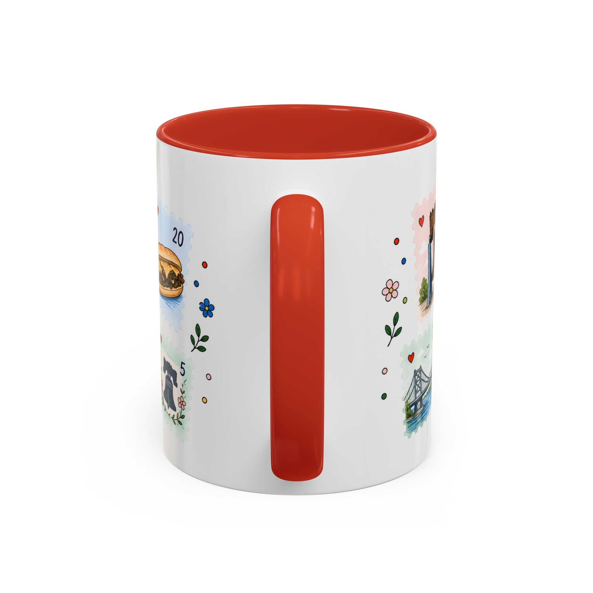 Philadelphia Coffee Mug | Postage Stamp Collage Mug | Travel Souvenir Accent Cup 11oz 15oz