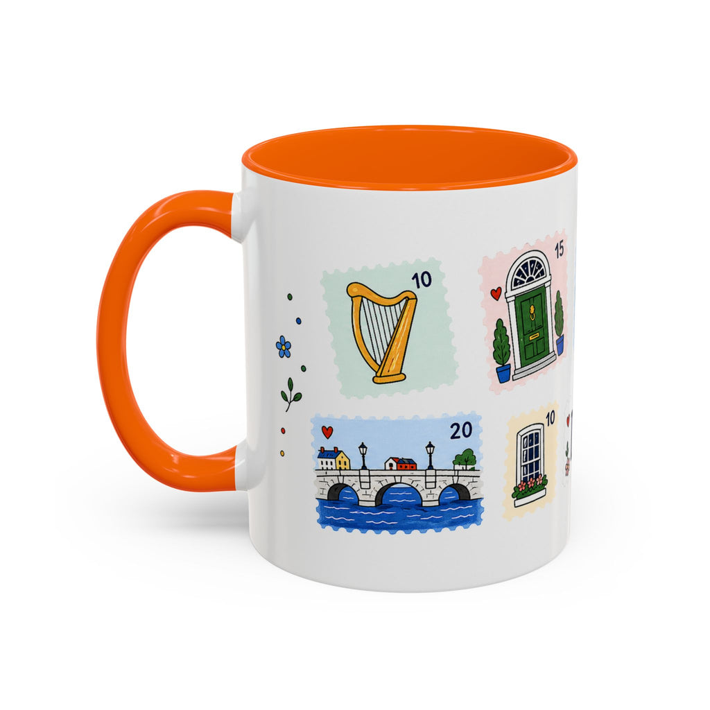 Dublin Coffee Mug | Postage Stamp Collage Mug | Travel Souvenir Accent Cup 11oz 15oz