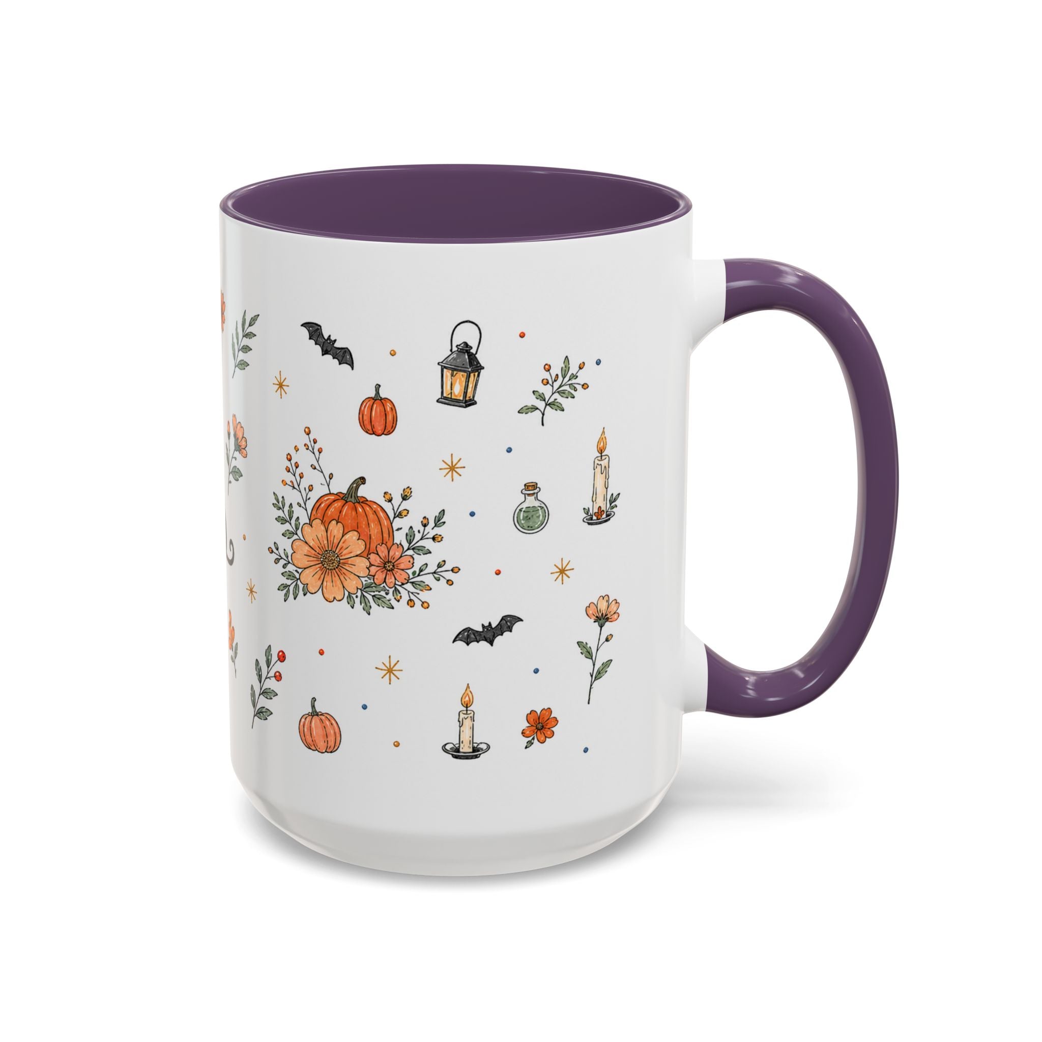 Black Cat Halloween Mug | Pumpkin Moon Watercolor Gift | Spooky Accent Cup 11oz 15oz