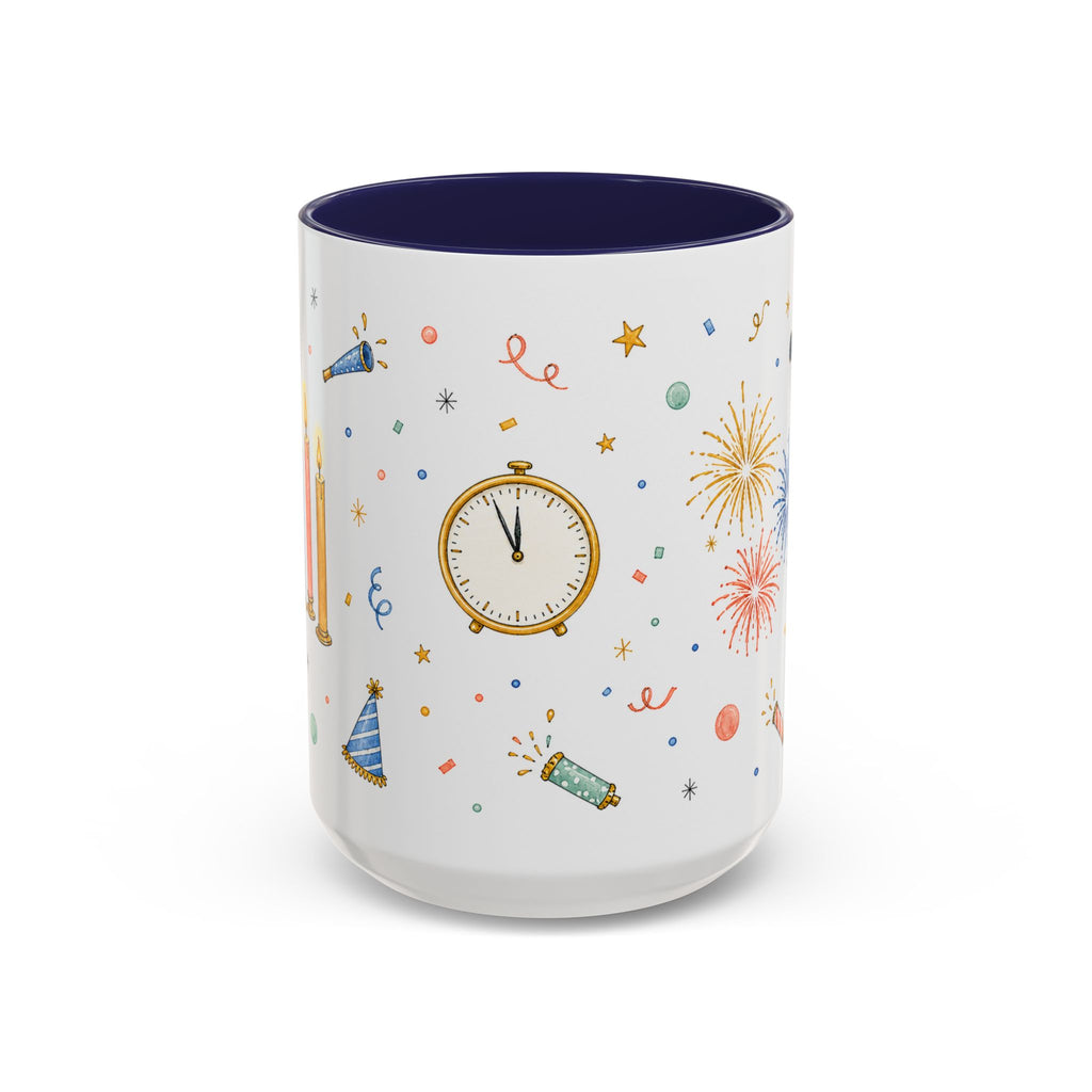 New Year Midnight Mug | Candle Firework Watercolor Party Gift | Accent Cup 11oz 15oz