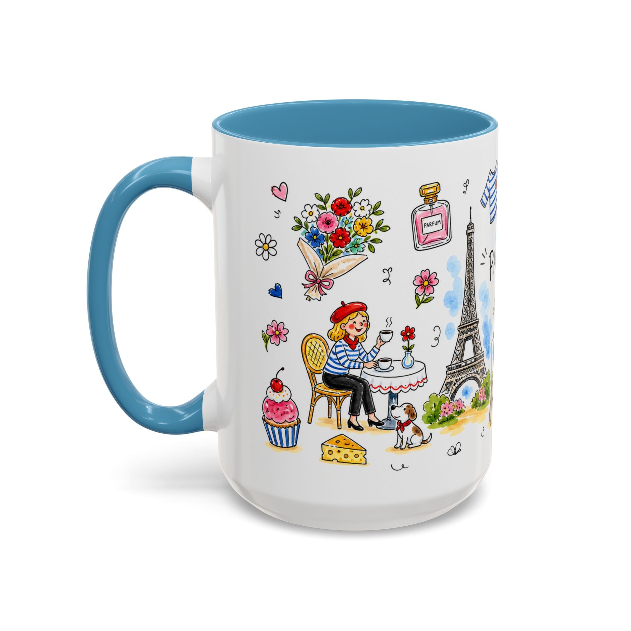 Paris Travel Mug | European City Souvenir Accent Coffee Mug | 11oz 15oz Ceramic Cup