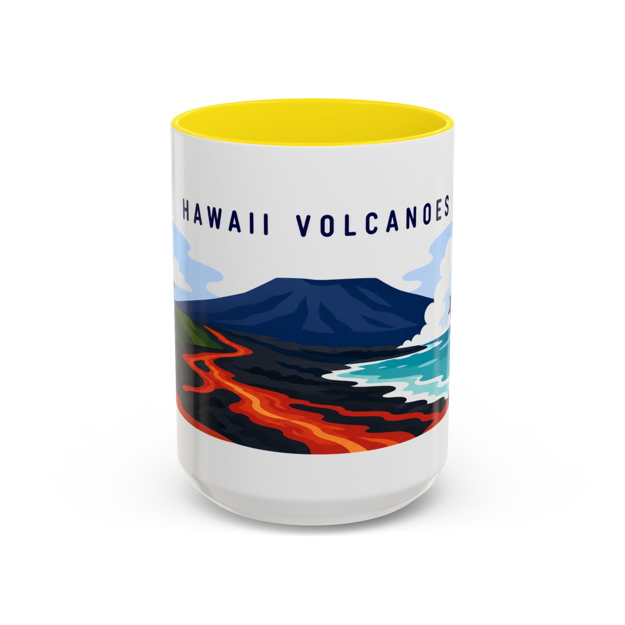 Hawaii Volcanoes Coffee Mug | Travel Destination Souvenir Gift | Accent Color Ceramic 11oz 15oz