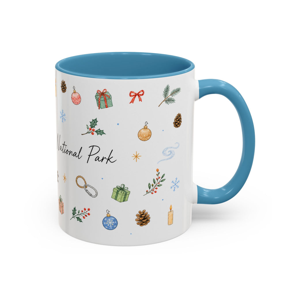 New River Gorge National Park Christmas Mug | Watercolor Travel Souvenir | Holiday Gift | Accent Ceramic Coffee Cup 11oz 15oz