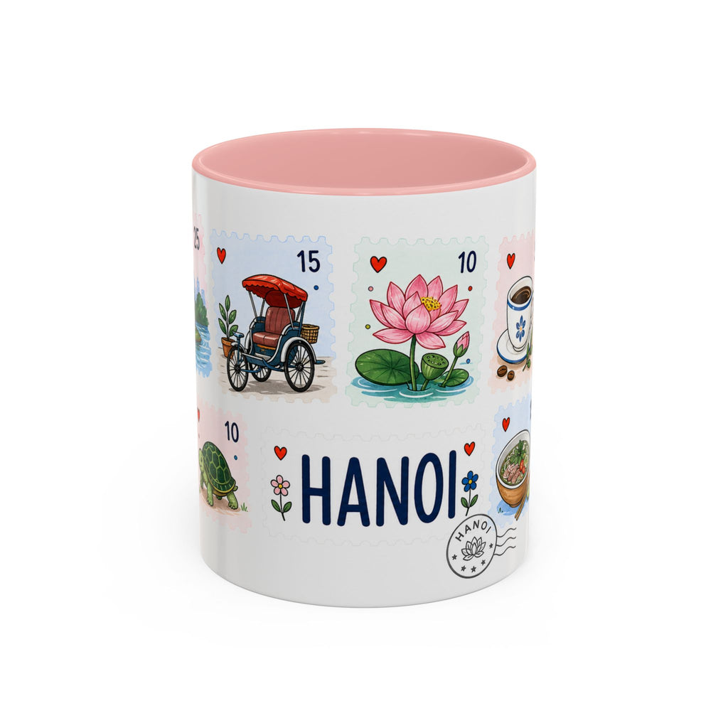 Hanoi Coffee Mug | Postage Stamp Collage Mug | Travel Souvenir Accent Cup 11oz 15oz