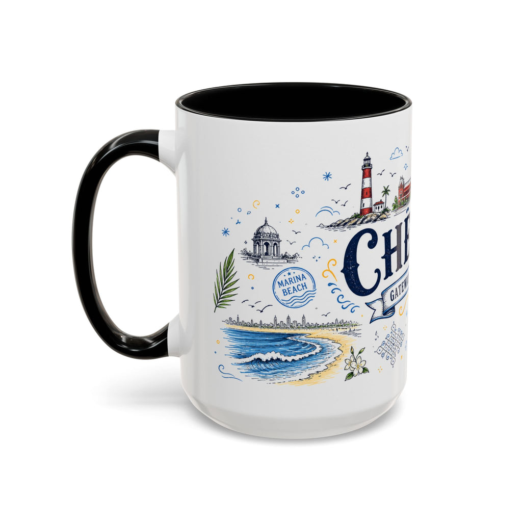 Chennai Coffee Mug | India Souvenir Travel Gift | Accent Color Ceramic 11oz 15oz
