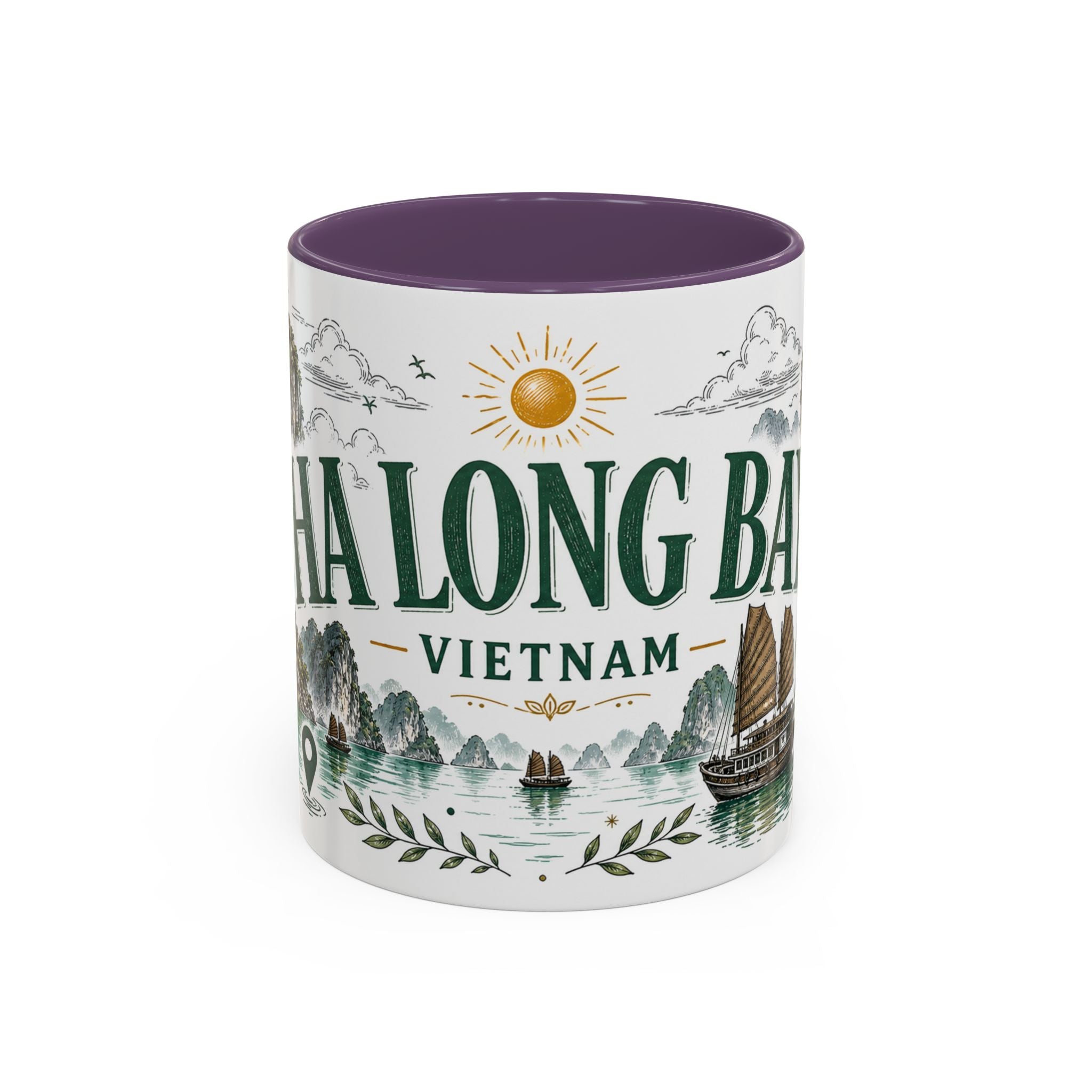 Ha Long Bay Coffee Mug | Travel Destination Souvenir Gift | Accent Color Ceramic 11oz 15oz