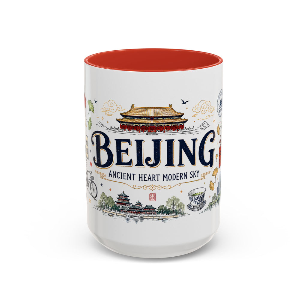 Beijing Coffee Mug | China Souvenir Travel Gift | Accent Color Ceramic 11oz 15oz