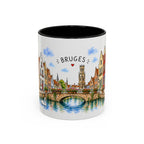 Bruges Illustrated Travel Mug | Belgium Souvenir Accent Coffee Mug | 11oz 15oz Ceramic Cup