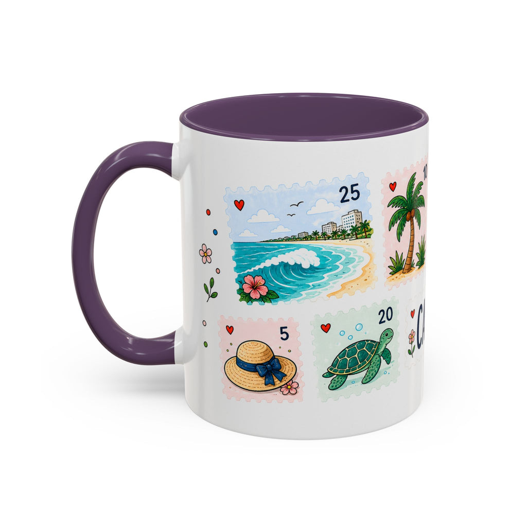Cancun Coffee Mug | Postage Stamp Collage Mug | Travel Souvenir Accent Cup 11oz 15oz