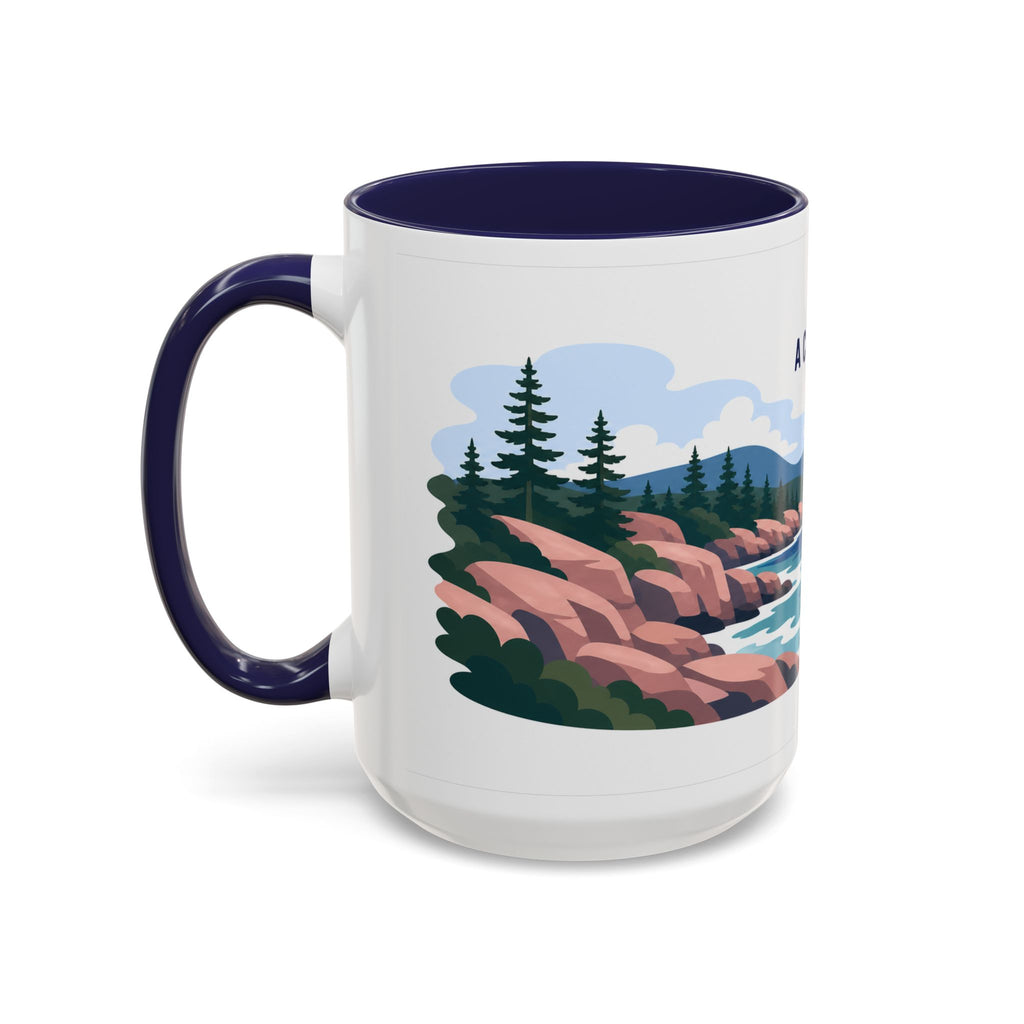 Acadia National Park Coffee Mug | Solid Color Block Park Souvenir | 11oz 15oz Accent Mug