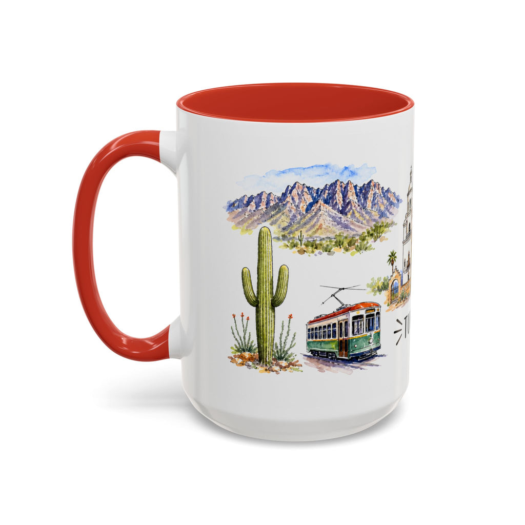 Tucson Illustrated Travel Mug | City Souvenir Accent Coffee Mug | 11oz 15oz Ceramic Cup