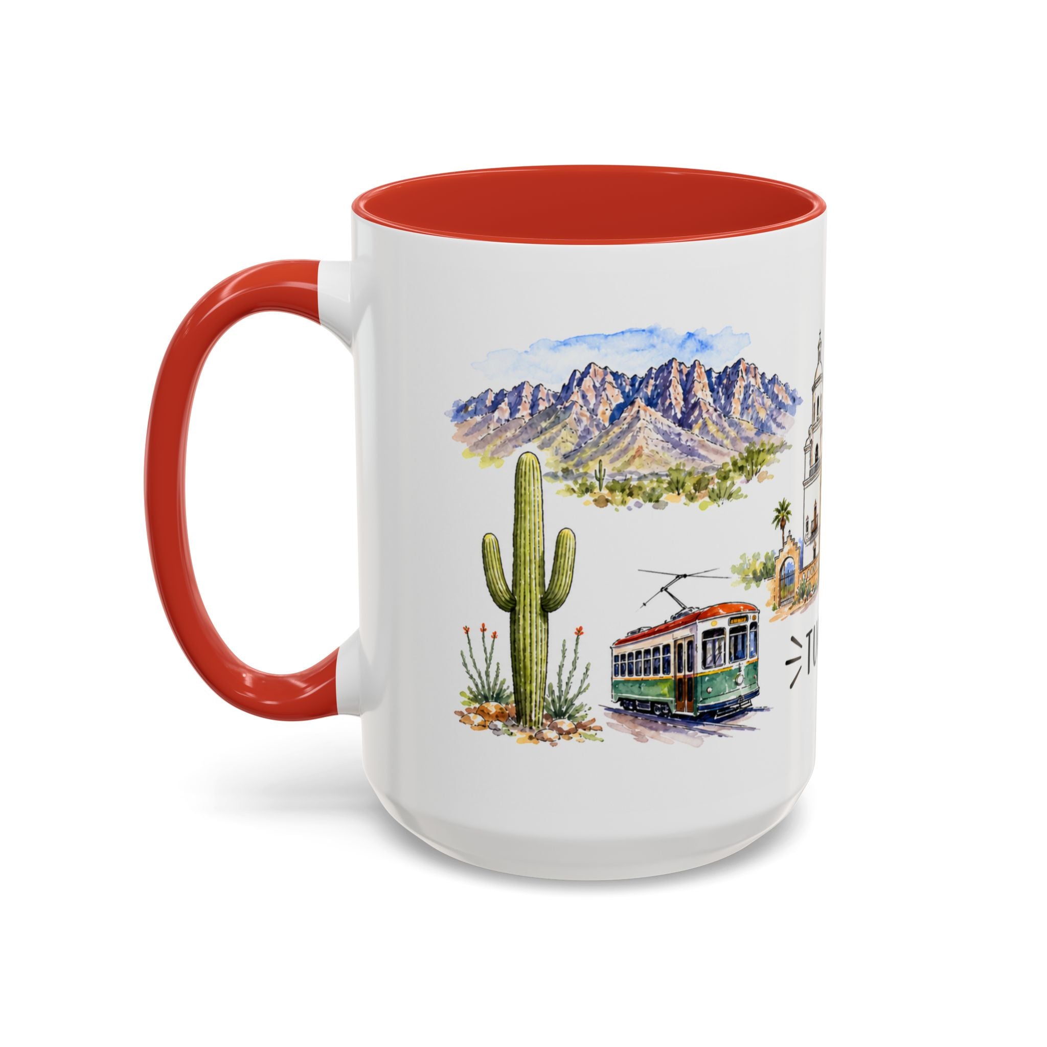 Tucson Illustrated Travel Mug | City Souvenir Accent Coffee Mug | 11oz 15oz Ceramic Cup