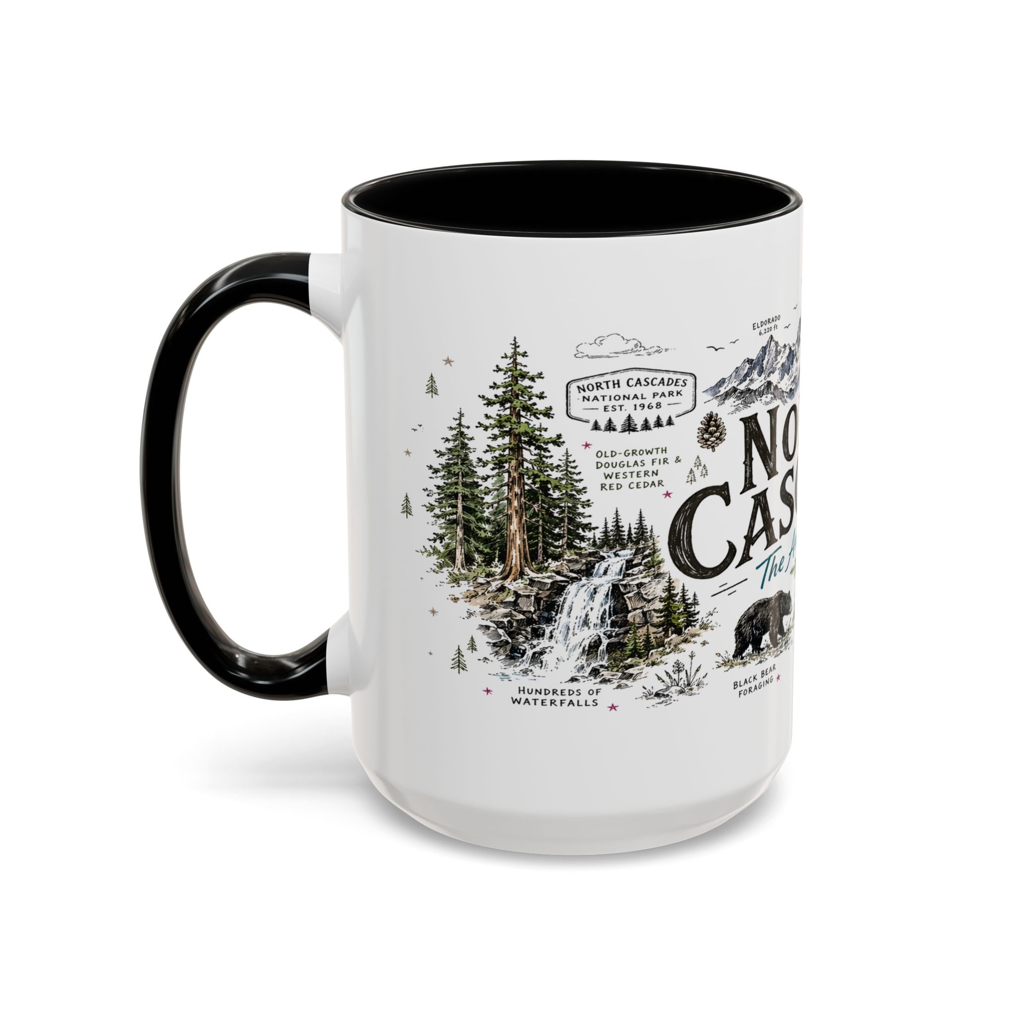 North Cascades National Park Coffee Mug | Washington Alpine Glacier Hiking Gift | Accent Color Ceramic 11oz 15oz