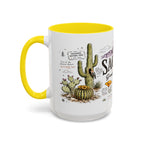 Saguaro National Park Coffee Mug | Arizona Desert Cactus Sunset Gift | Accent Color Ceramic 11oz 15oz