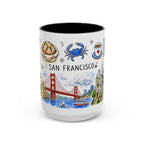 San Francisco Illustrated Travel Mug | City Souvenir Accent Coffee Mug | 11oz 15oz Ceramic Cup