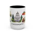 Sacramento Illustrated Travel Mug | City Souvenir Accent Coffee Mug | 11oz 15oz Ceramic Cup