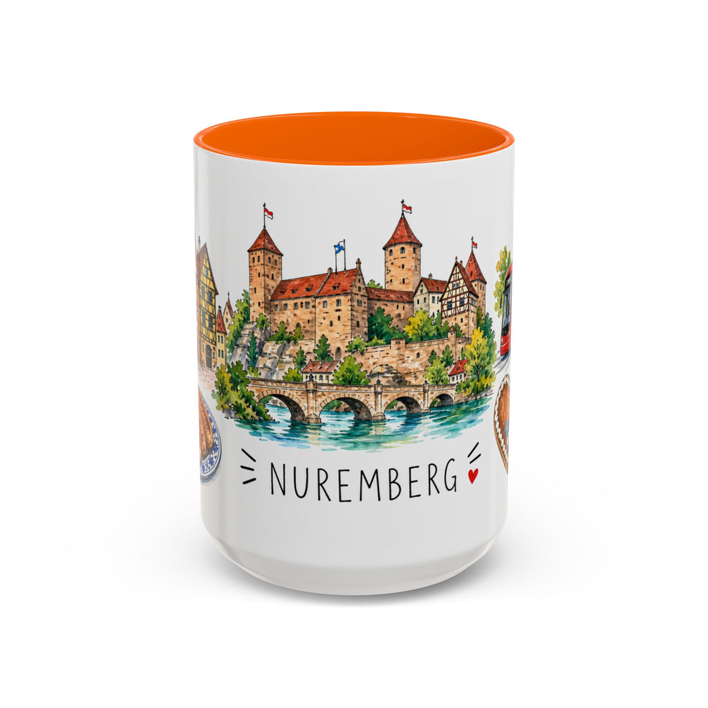 Nuremberg Illustrated Travel Mug | City Souvenir Accent Coffee Mug | 11oz 15oz Ceramic Cup