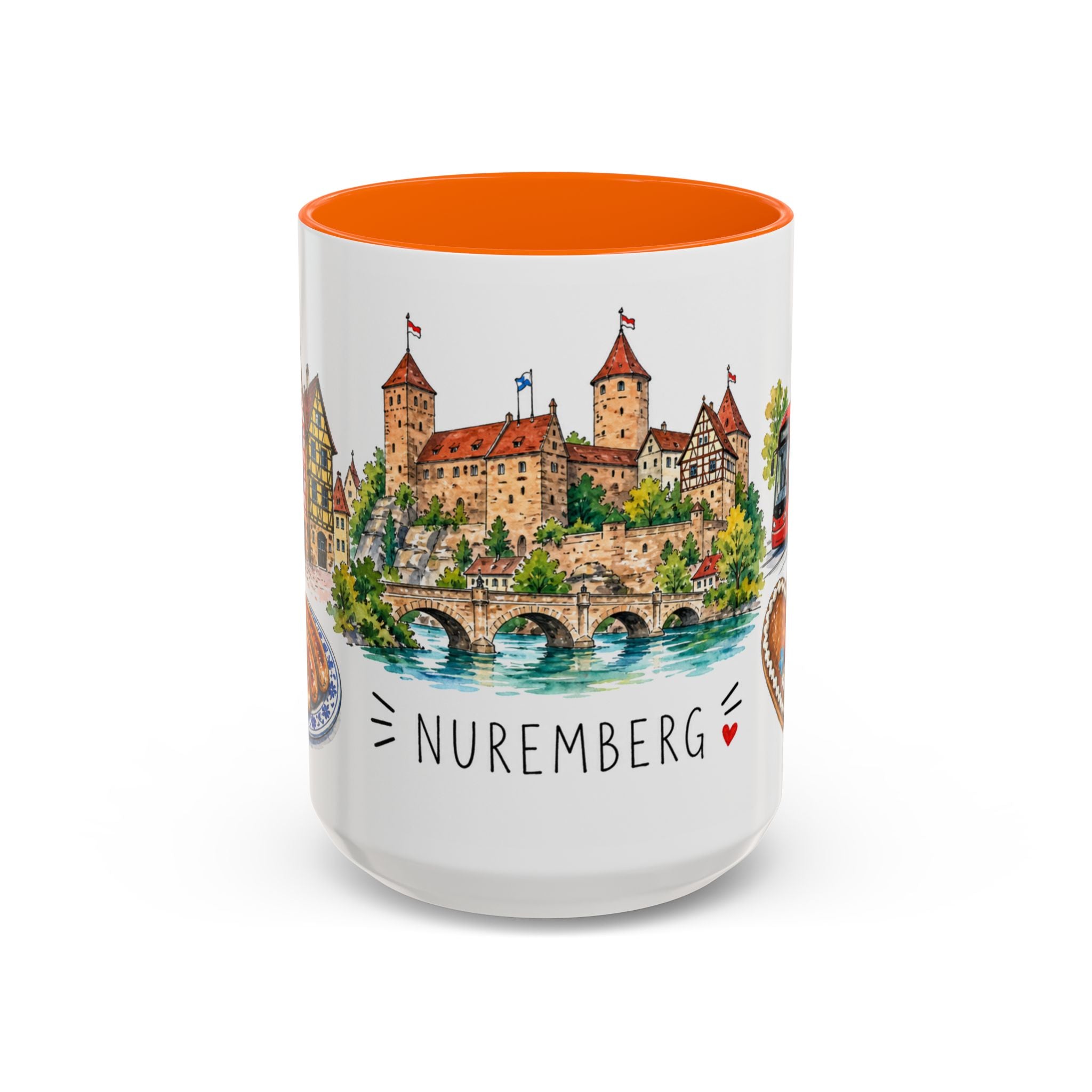 Nuremberg Illustrated Travel Mug | City Souvenir Accent Coffee Mug | 11oz 15oz Ceramic Cup