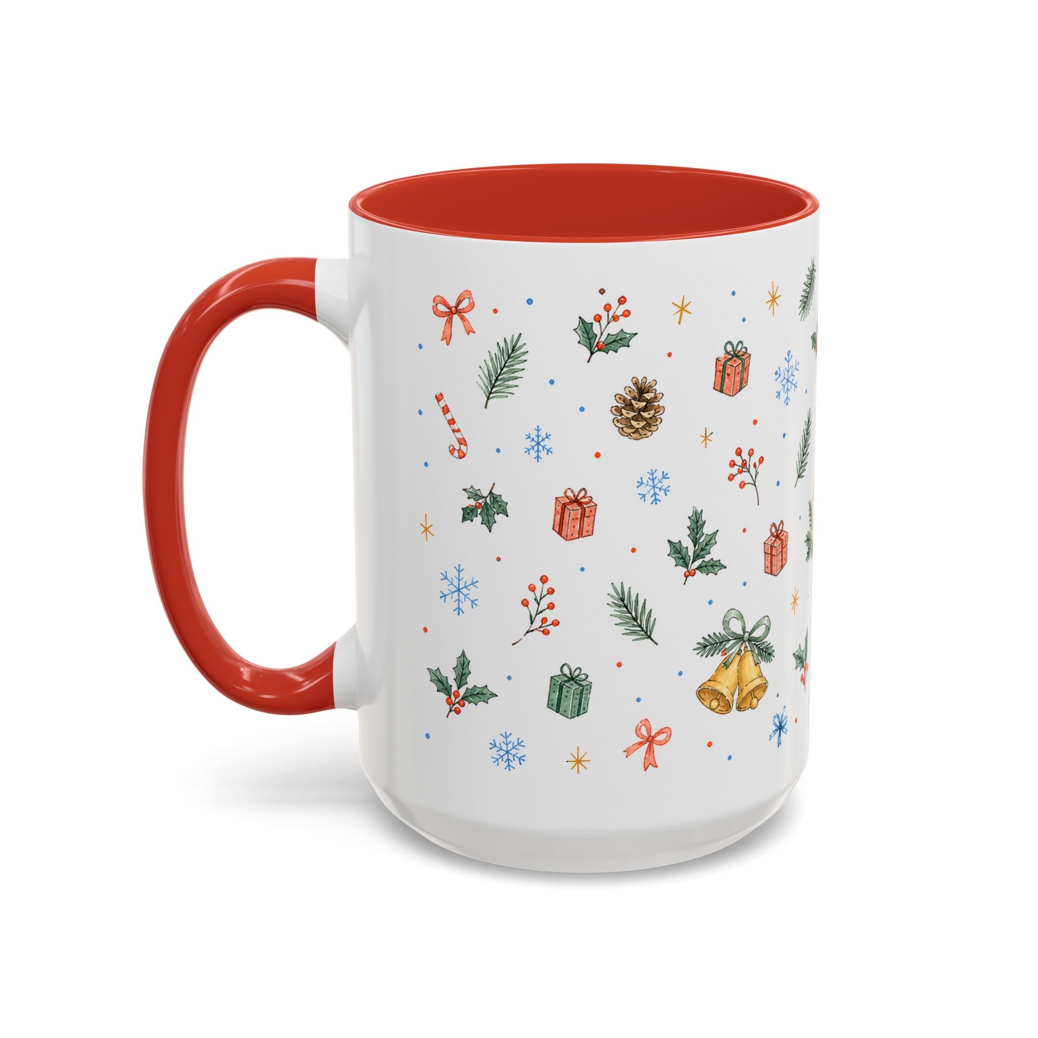 Christmas Candle Mug | Holly Wreath Watercolor Holiday Gift | Accent Cup 11oz 15oz