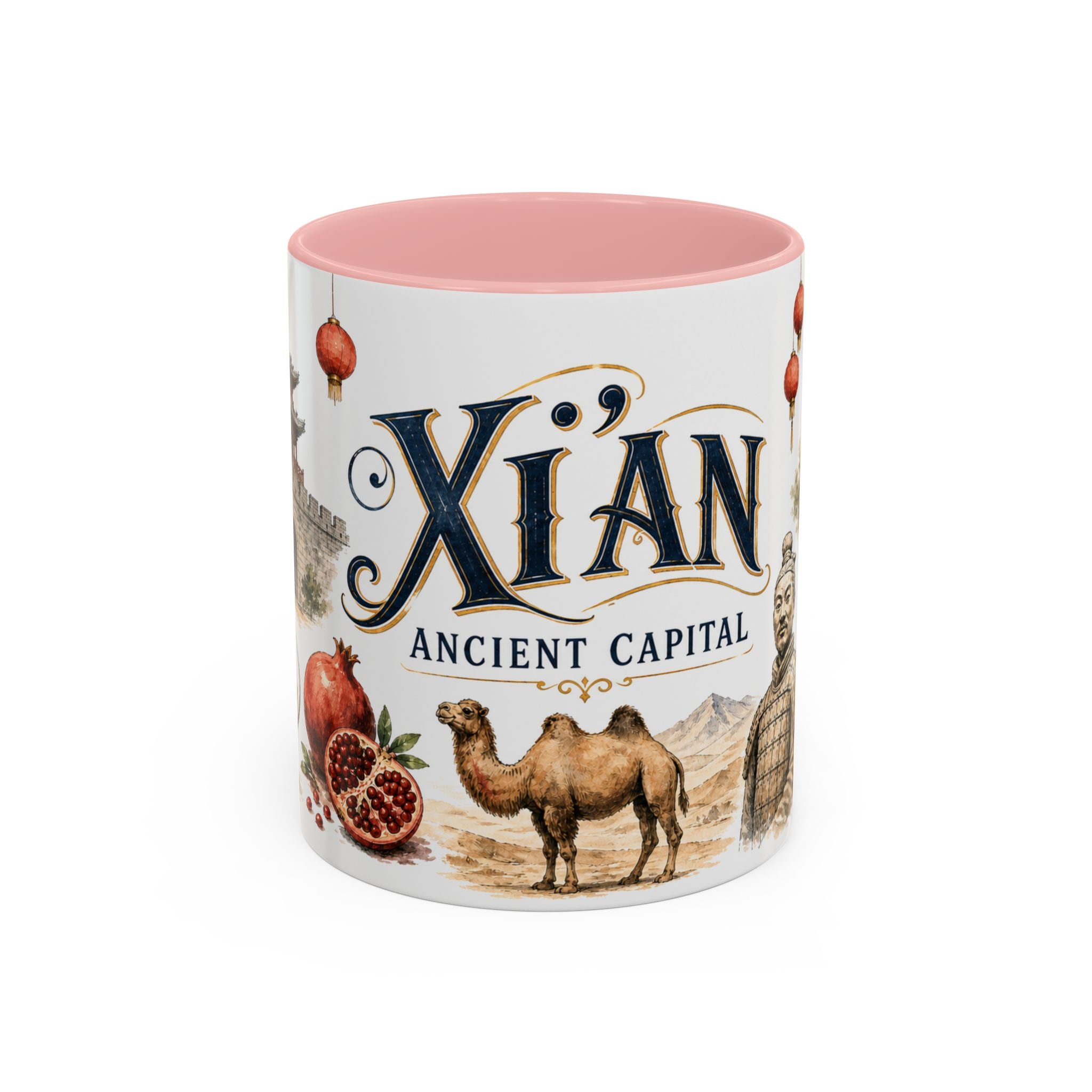 Xi'an Coffee Mug | China Travel Souvenir | Vintage Illustrated City Gift | 11 oz 15 oz Accent Mug