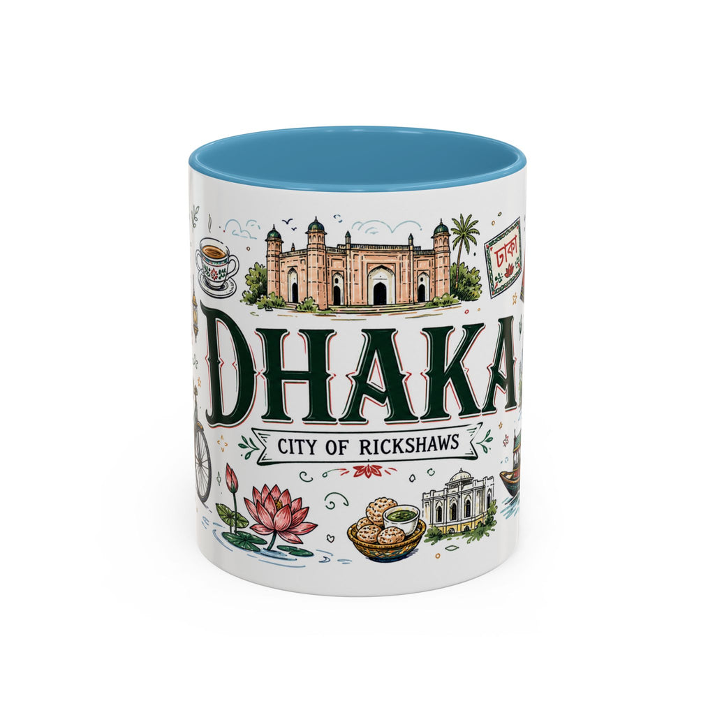 Dhaka Coffee Mug | Bangladesh Souvenir Travel Gift | Accent Color Ceramic 11oz 15oz