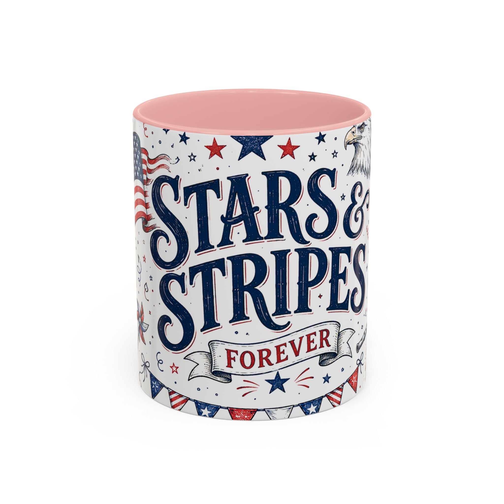 Stars and Stripes Forever Coffee Mug | Patriotic 4th of July Gift | Accent Color Ceramic 11oz 15oz