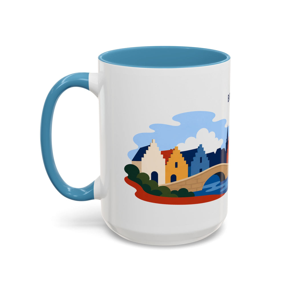 Bruges Coffee Mug | Travel Destination Souvenir Gift | Accent Color Ceramic 11oz 15oz