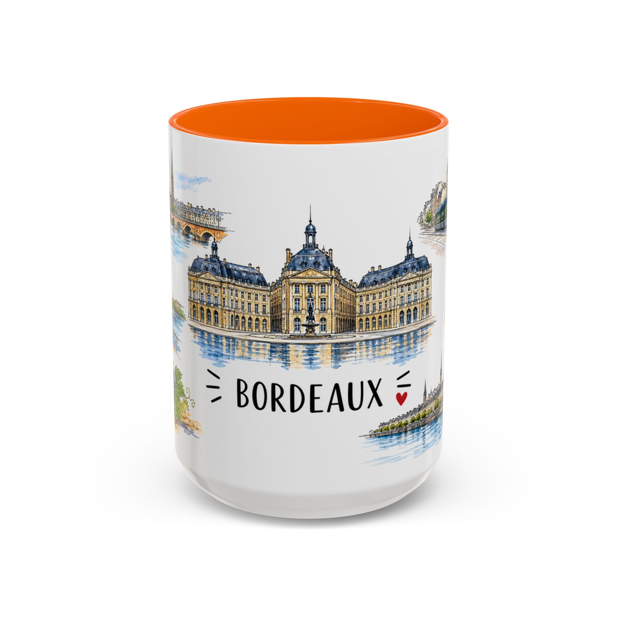 Bordeaux Illustrated Travel Mug | City Souvenir Accent Coffee Mug | 11oz 15oz Ceramic Cup