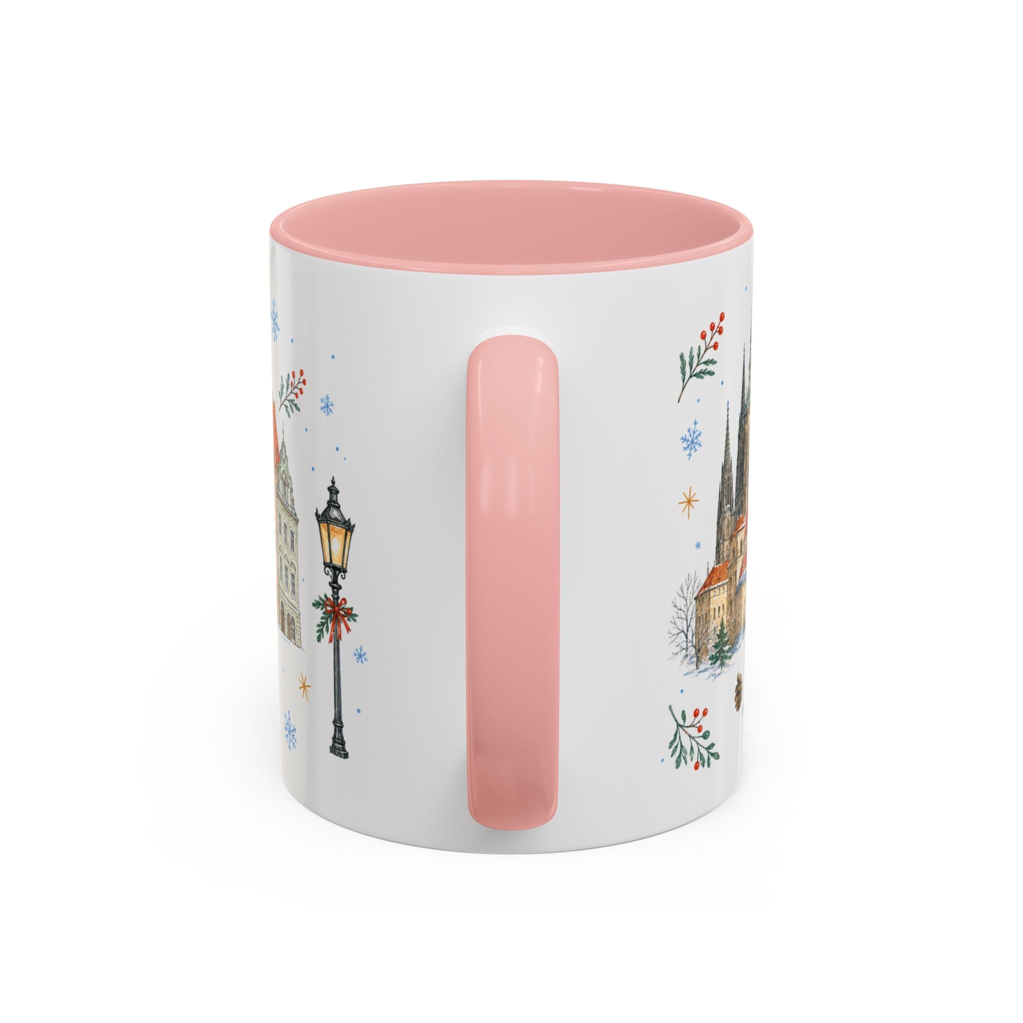 Prague Christmas Mug | Watercolor Travel Souvenir | Holiday Gift | Accent Ceramic Coffee Cup 11oz 15oz