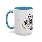 Belgium Soccer Coffee Mug | Soccer Fan Gift | Accent Color Ceramic 11oz 15oz Match Day Cup