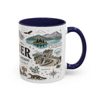 Glacier Coffee Mug | National Park Hiking Montana Gift | Accent Color Ceramic 11oz 15oz