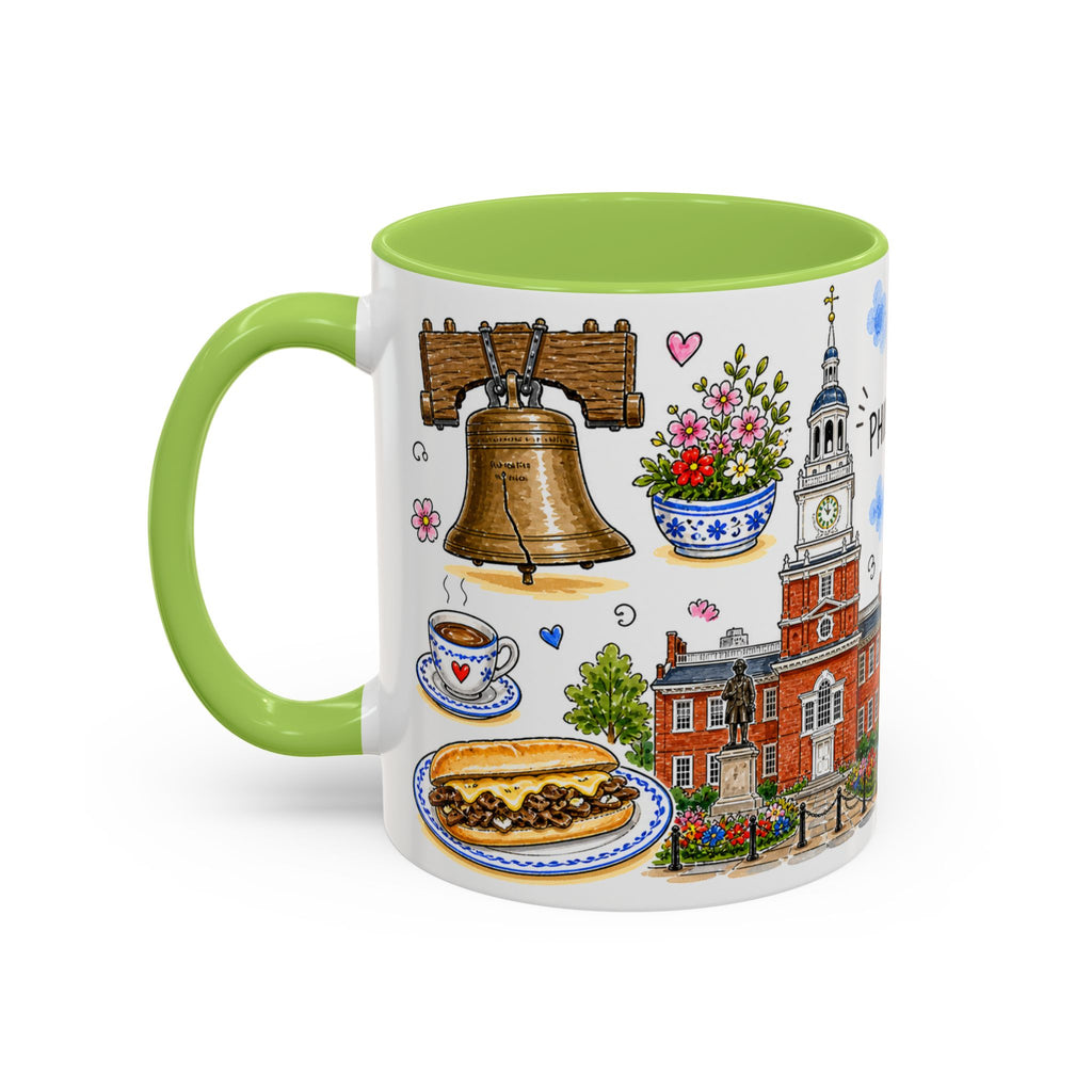 Philadelphia Illustrated Travel Mug | City Souvenir Accent Coffee Mug | 11oz 15oz Ceramic Cup