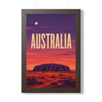 Uluru Australia Framed Poster | Vintage Travel Wall Art | Black Walnut White Frame | 16x24 20x30