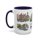 Ghent Illustrated Travel Mug | City Souvenir Accent Coffee Mug | 11oz 15oz Ceramic Cup
