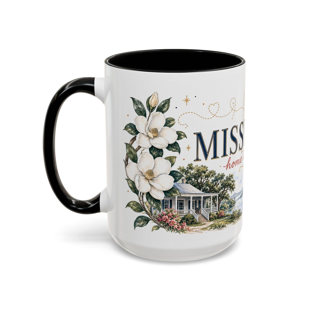 Mississippi State Map Mug | Moving Away, Homesick Gift | Botanical Accent Coffee Cup